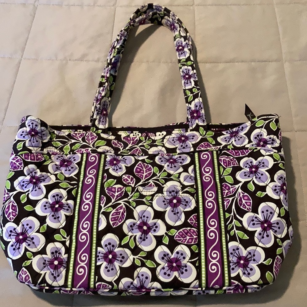 Vera Brady Plum Petals Zip Tote